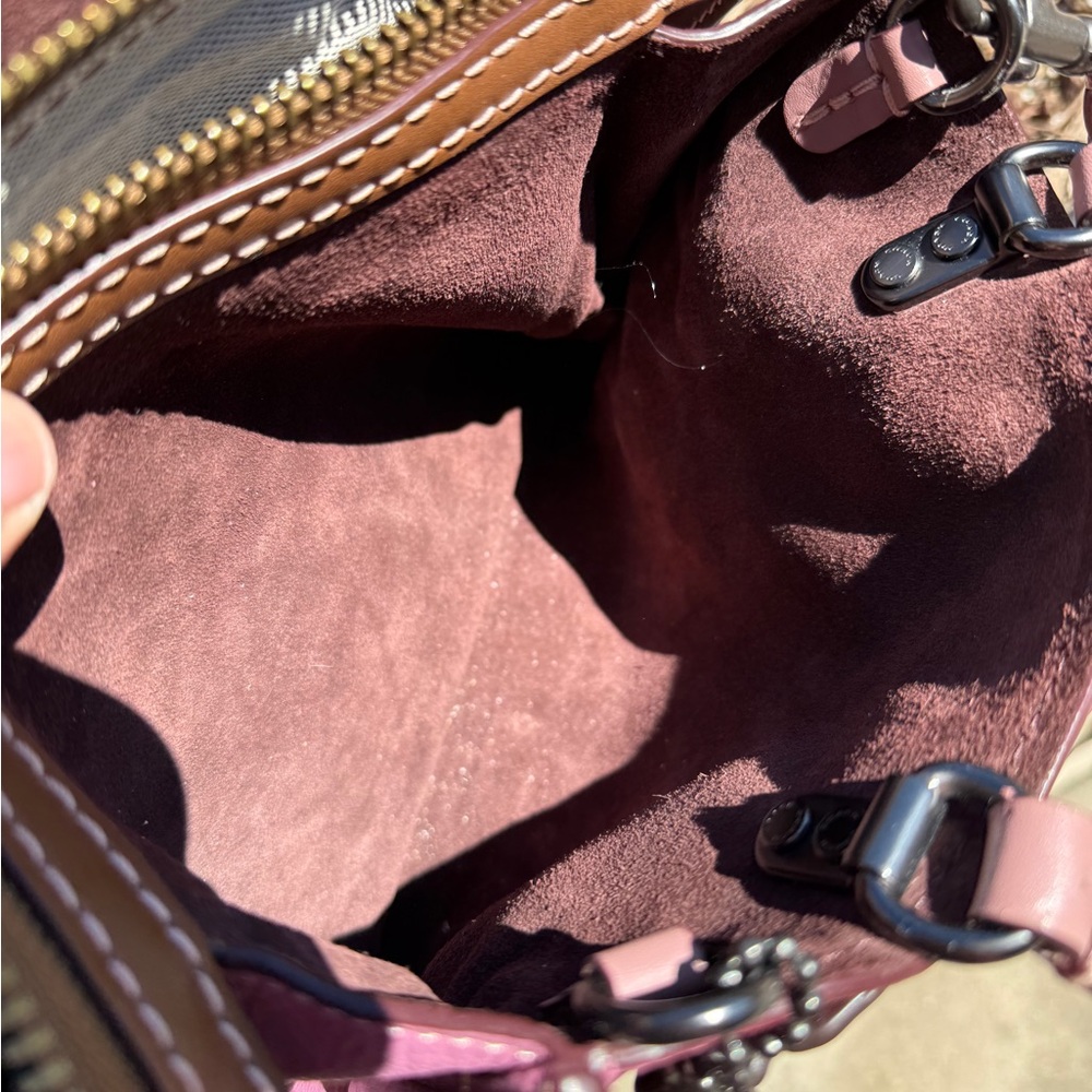 Coach Rogue 25 Tea Rose Appliqué Small Leather Satchel Bag - Pink/Mauve - Picture 7 of 11